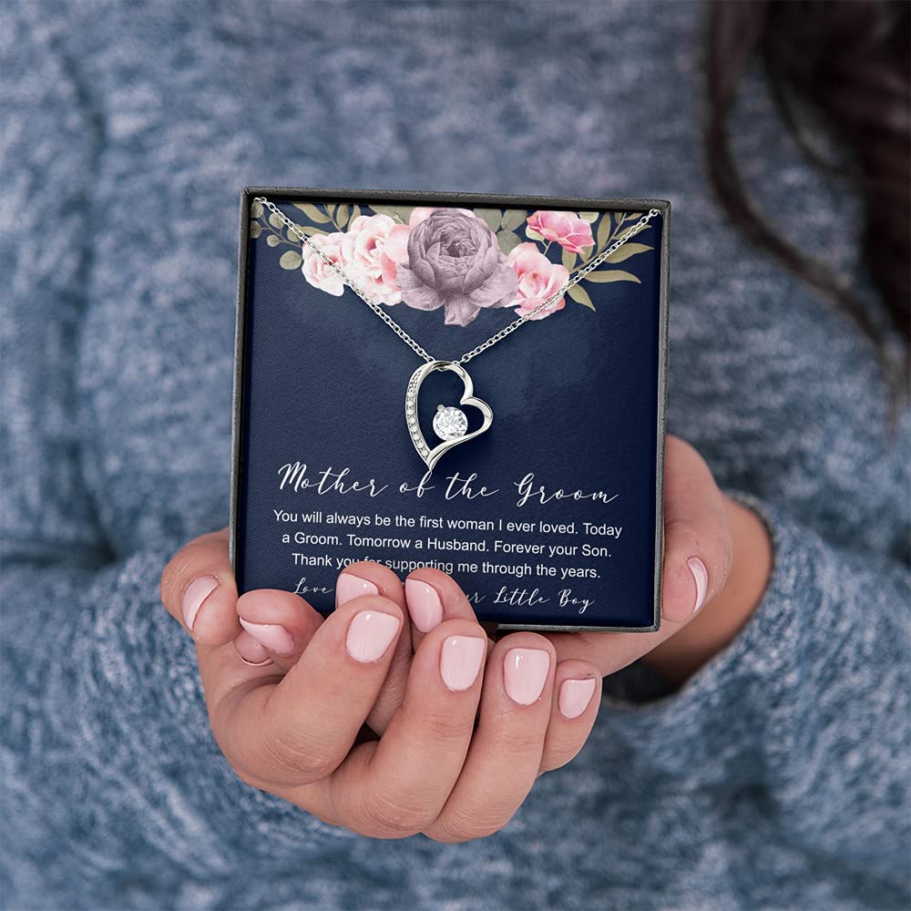 To The Mother Of The Groom Forever Love Heart Necklace Gift From Son, You'll Always Be The First Woman I Ever Loved, Gift Idea For Mom From Son