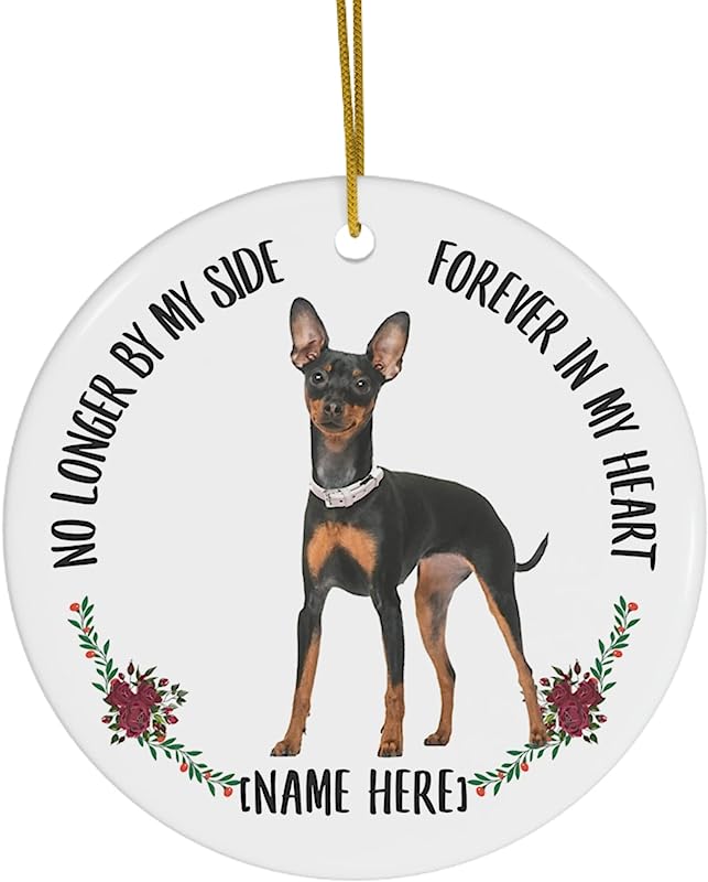 Personalized Name Miniature Pinscher Black Red Forever In My Heart Animal Lovers Gifts  Christmas Tree Ornaments Circle