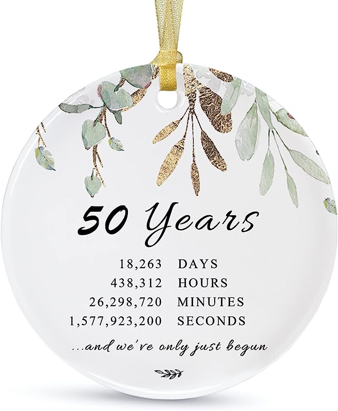 50Th Anniversary Wedding Ornament  Hanging For Couple,50 Years As Mr And Mrs,Xmas Wedding Gift For Parents,Ornament For 50Th Husband&Wife Married Decoration (2.9")