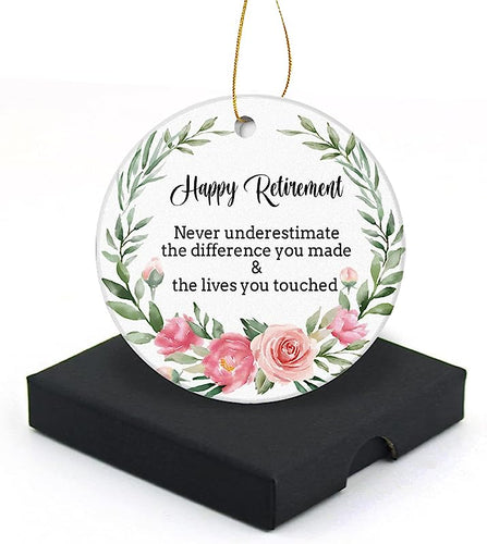 Happy Retirement Christmas Ornament  Round Christmas Tree Ornaments Keepsake Gifts For Retirement Perfect Retirement Gifts For Women Or Men Flat Circle Ceramic Ornament 3