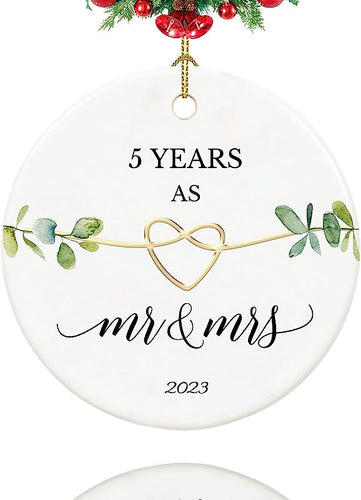 5Th Anniversary Ornament, Gifts For 5Th Weeding Anniversary, 5 Year Anniversary Couple Gifts For Her,Couple,Him, 2.9