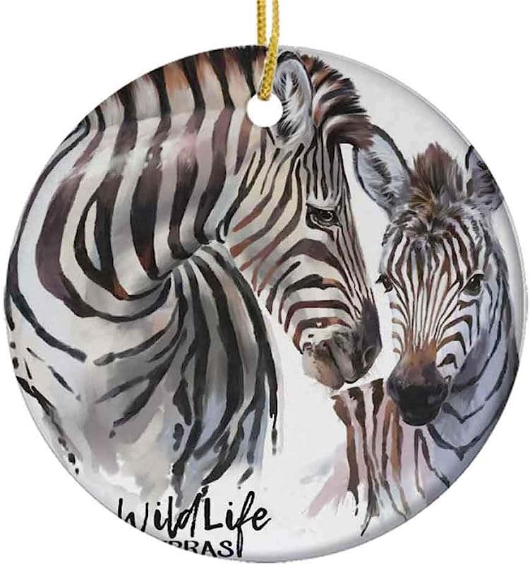 Christmas Ornaments Zebras Ceramic Ornament Holiday Xmas Tree Decorations Ornament Cute Ceramic 2.85In