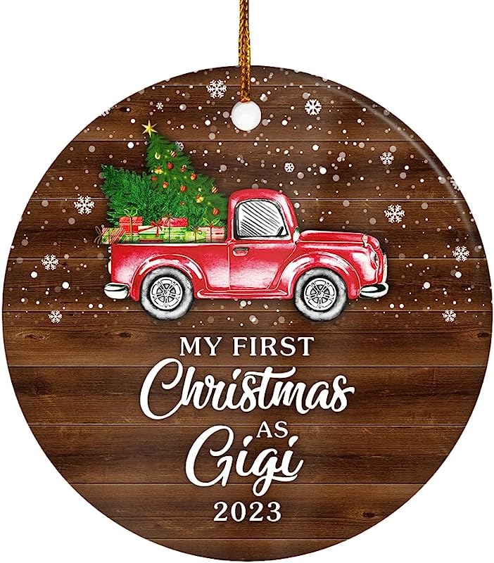 My First Christmas As Gigi Ornament  New Gigi Decoration Christmas Tree Ornament Circle White 228 0