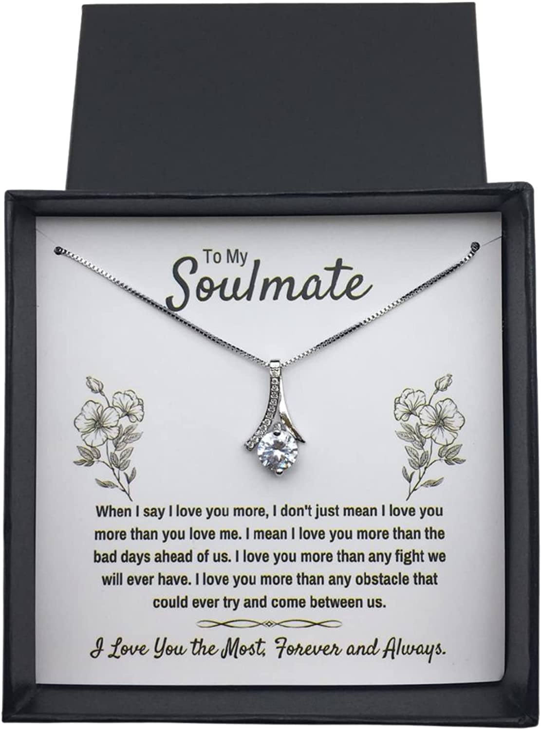 To My Soulmate Alluring Beauty Necklace Jewelry Gifts For My Wife Soulmate Girlfriend Love with Message Card Box