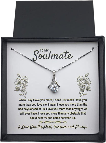 To My Soulmate Alluring Beauty Necklace Jewelry Gifts For My Wife Soulmate Girlfriend Love with Message Card Box