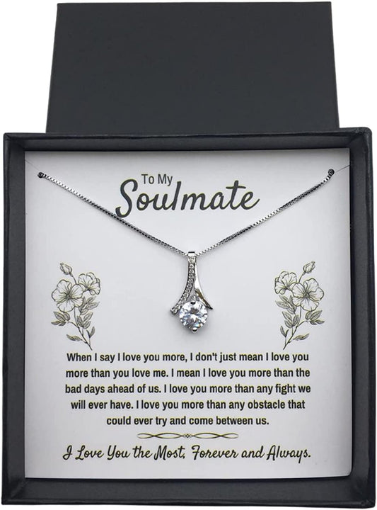 To My Soulmate Alluring Beauty Necklace Gifts For My Wife with Message Card Box Personalized Gift Present Pendant for Future Wife Soulmate Girlfriend Love