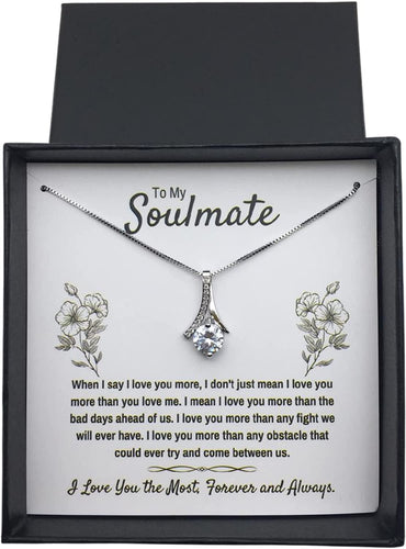 To My Soulmate Alluring Beauty Necklace Gifts For My Wife with Message Card Box Personalized Gift Present Pendant for Future Wife Soulmate Girlfriend Love