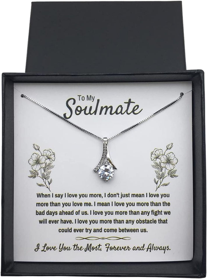 To My Soulmate Alluring Beauty Necklace Jewelry Gifts For My Wife Soulmate Girlfriend Love with Message Card Box
