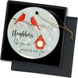 Merry Christmas Ornament -Neighbors Like You Are Precious And Few Gift For Neighbors Holiday Keepsake Round Ceramic Christmas Tree Ornament Decoration 3 Inch Xmas Present