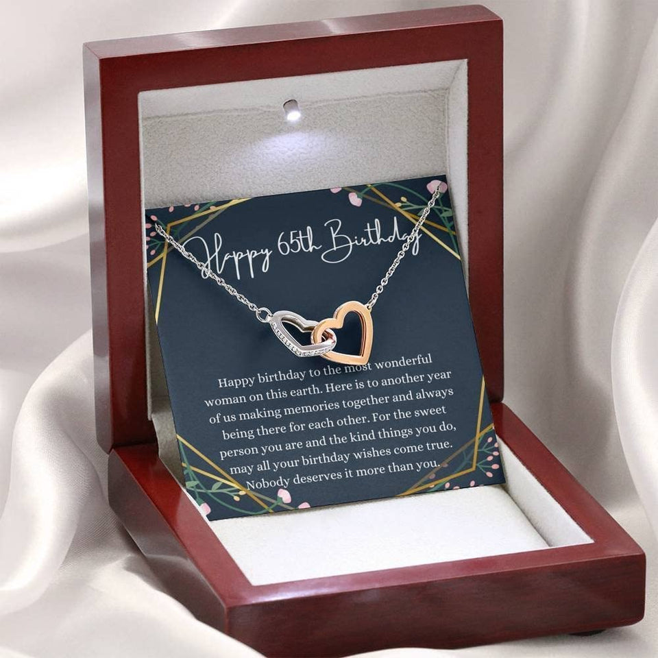65th Birthday necklace Interlocking Hearts Necklace Gift For Her 65th For Her Sixty Fifth For Women Friend
