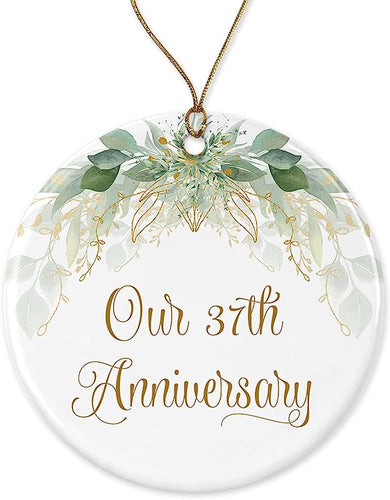 37Th Christmas Ornament - Wedding Gift For Couple - Parents 37 Years Anniversary Ornament Printed On One Side