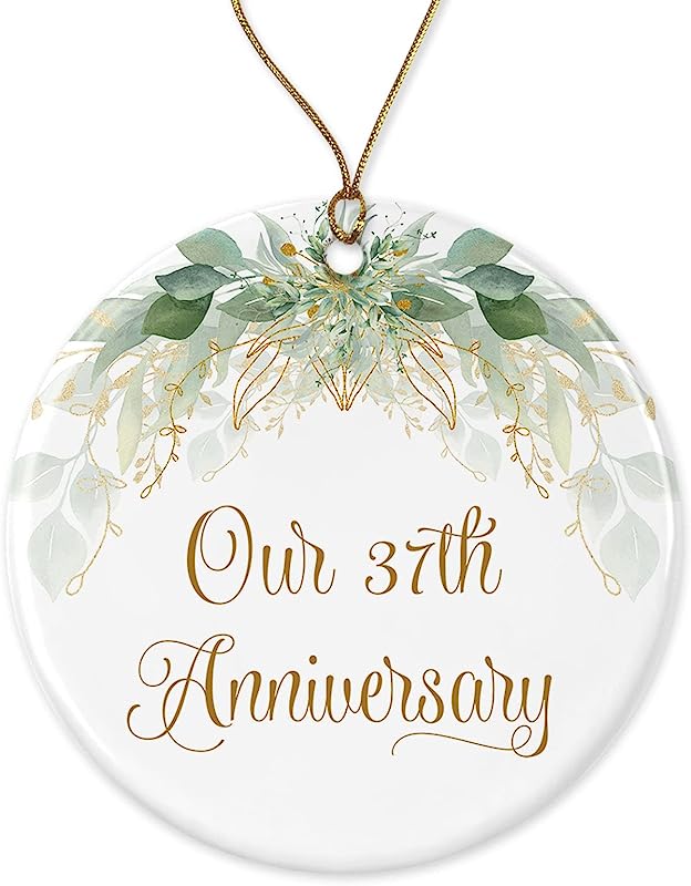 37Th Christmas Ornament - Wedding Gift For Couple - Parents 37 Years Anniversary Ornament Printed On One Side