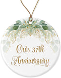 37Th Christmas Ornament - Wedding Gift For Couple - Parents 37 Years Anniversary Ornament Printed On One Side