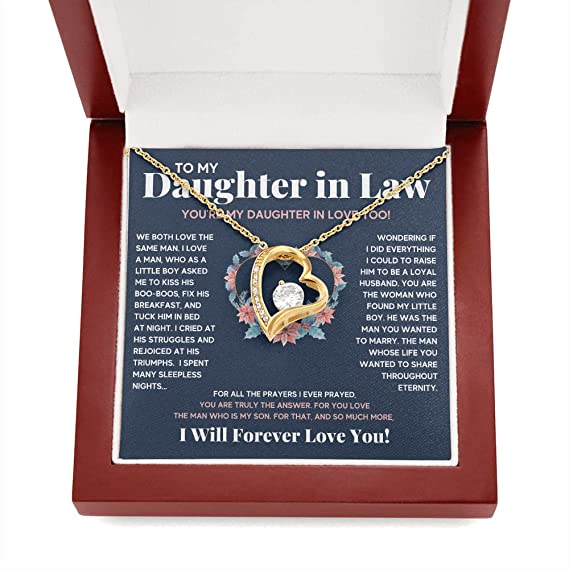 Daughter In Law Necklace Gift - Mothers Day Gift, Valentines Gift, Christmas Gift for Daughter In Law Forever Love Necklace