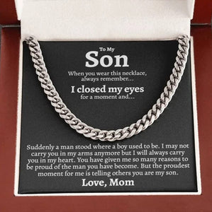 To My Son Stainless Steel Cuban Chain Necklace Mother To Son Gifts Gifts for Son Birthday Unique Gifts for Son From