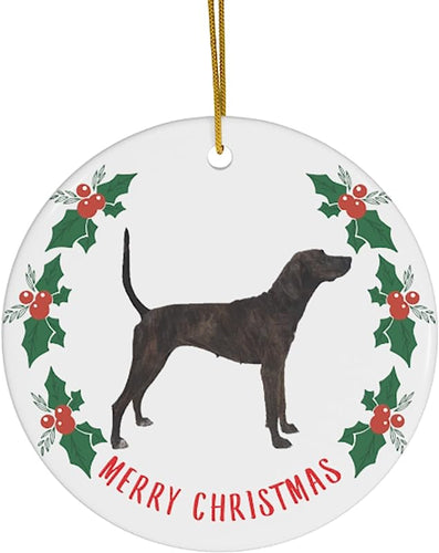 Lovesout  Christmas Tree Ornaments Gifts Plott Hound Black Brindle New Years 2024 Decorations Circle Ceramic