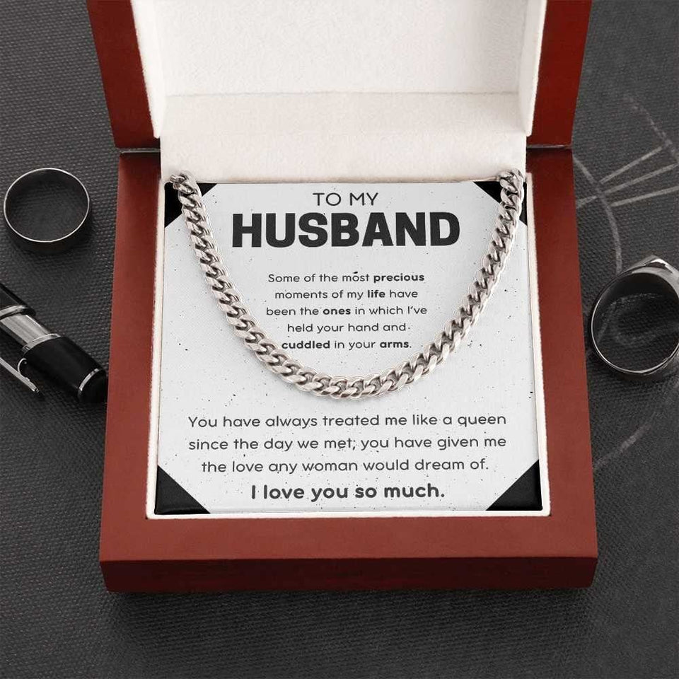To My Husband Cuban Link Chain Necklace for Husband from Wife Husband Anniversary Husband Valentines Day Gift