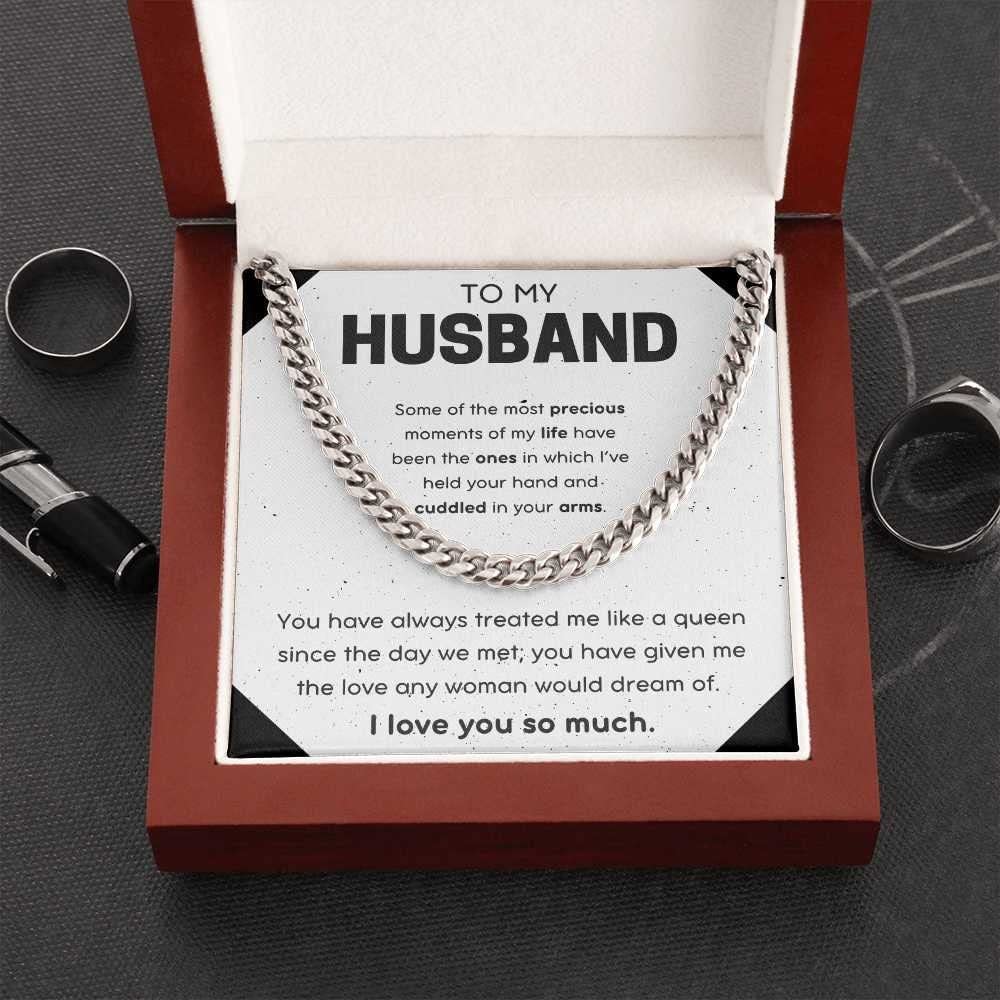 To My Husband Cuban Link Chain Necklace for Husband from Wife Husband Anniversary Husband Valentines Day Gift