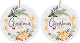 2 Packs  Delucky Christmas Ornaments, Double-Sided Ceramics Ornaments, Funny Commemorative Ornaments & Gift, Christmas Tree Decorations, Merry Xmas For Family & Friends, 2 Packs