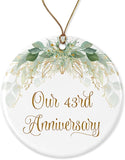 43Rd Christmas Ornament - Wedding Gift For Couple - Parents 43 Years Anniversary Ornament Printed On Both Sides