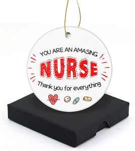 Good Nurse Are Like Star Christmas Ornament  Round Christmas Tree Ornaments Keepsake Gifts For Nurse Home Decor Flat Circle Ceramic Ornament 3" With A Gift Box