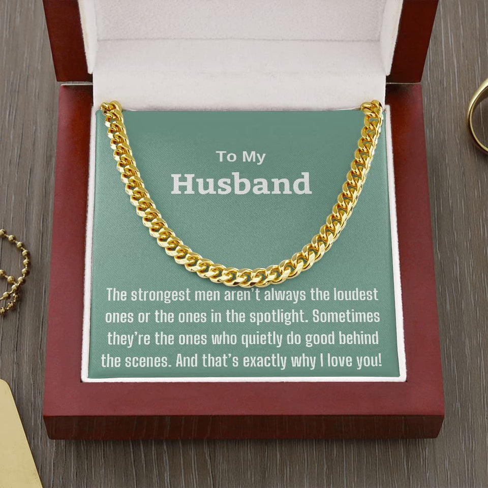 Personalized Message Card Cuban Link Chain Necklace To My Husband Exactly Why I Love You Cuban Link Chain Necklace