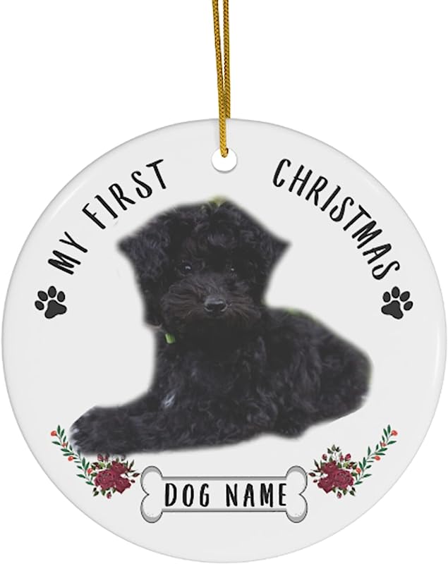 Lovesout Personalized Name Custom Year Maltipoo Black Puppys New Years 2024 Decorations Gifts First  Christmas Tree Ornaments Circle Ceramic