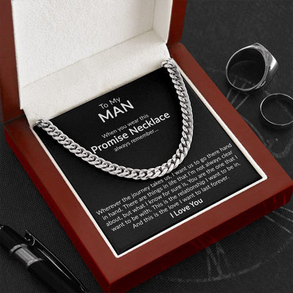 To My Man Promise Necklace Cuban Link Chain Necklace With Message Card Gift For Him From Her, Wedding gift, Valentine Day, Birthday