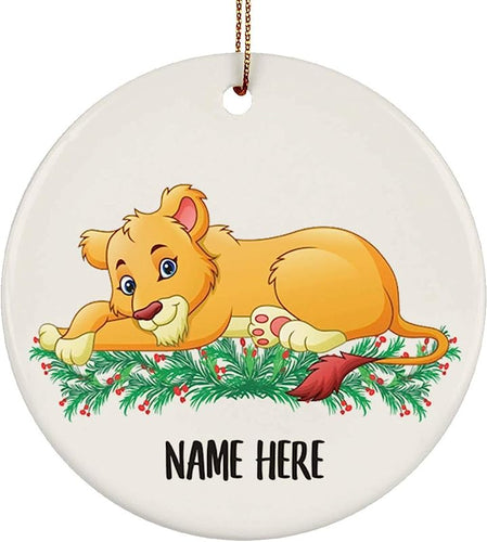 Funny Gift Lioness Personalized Name Gifts  Christmas Tree Ornaments Circle Ceramic