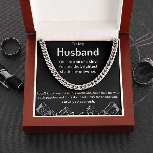 To My Husband Cuban Link Chain Necklace for Husband from Wife Husband Anniversary Husband Valentines Gift from Wife
