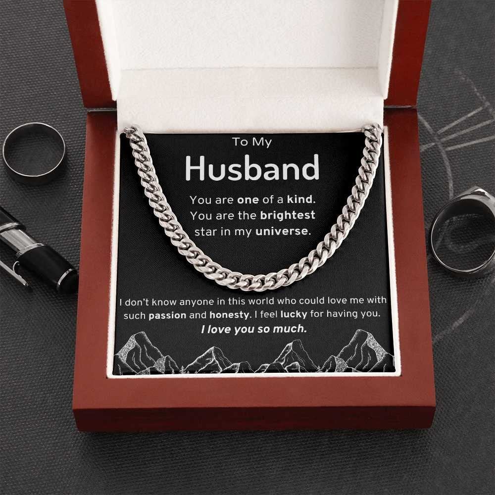 To My Husband Cuban Link Chain Necklace for Husband from Wife Husband Anniversary Husband Valentines Gift from Wife