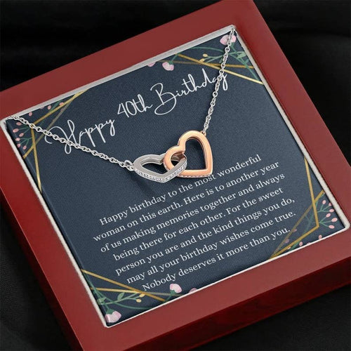 40th Birthday Necklace Interlocking Hearts 40th Birthday For Her Gift Fortieth For Women Friend 40th Birthday