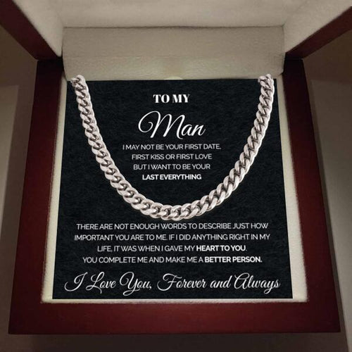 To my Man - You complete me - Personalized Cuban Link Chain Necklaces Gift For Man Husband Gift For Birthday