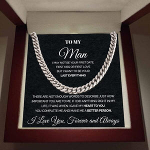 To my Man - You complete me - Personalized Cuban Link Chain Necklaces Gift For Man Husband Gift For Birthday