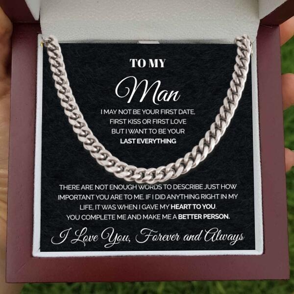 To my Man - You complete me - Personalized Cuban Link Chain necklace, Gift For Man, Husband, Gift For Birthday, Christmas