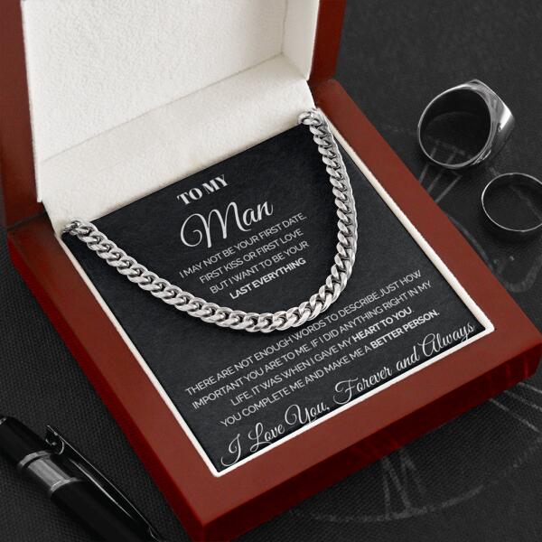To my Man - You complete me - Personalized Cuban Link Chain necklace, Gift For Man, Husband, Gift For Birthday, Christmas