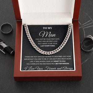 To my Man - You complete me - Personalized Cuban Link Chain Necklaces Gift For Man Husband Gift For Birthday