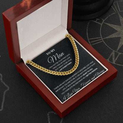 To my Man - You complete me - Personalized Cuban Link Chain necklace, Gift For Man, Husband, Gift For Birthday, Christmas