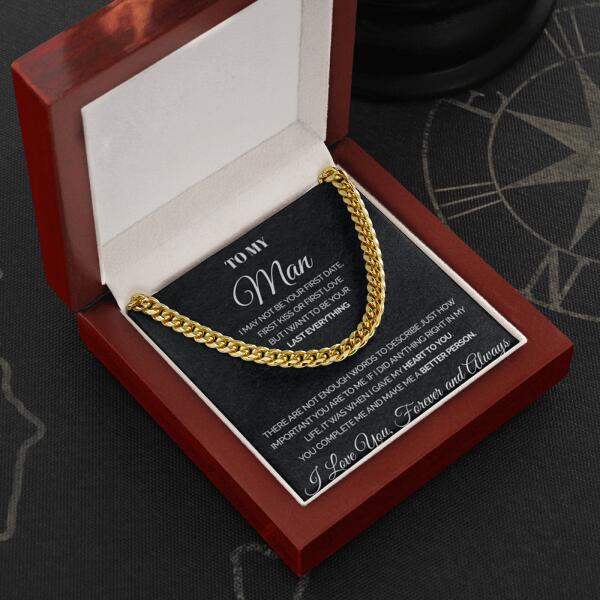 To my Man - You complete me - Personalized Cuban Link Chain necklace, Gift For Man, Husband, Gift For Birthday, Christmas