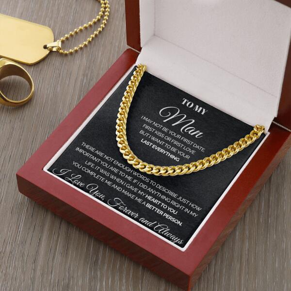To my Man - You complete me - Personalized Cuban Link Chain necklace, Gift For Man, Husband, Gift For Birthday, Christmas
