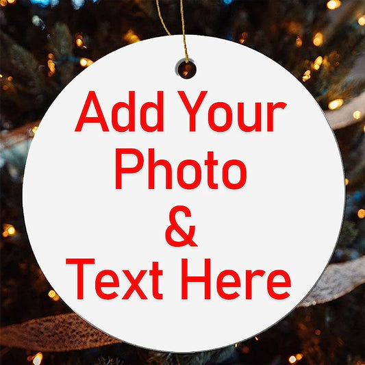  Christmas Ornaments, Two-Side Printed, Personalized Custom Your Photo, Design Text Round Ceramic Ornament, Customized Xmas Decor Decoration Gift For Holiday Wedding Engagement New Home Newly Wed