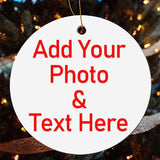  Christmas Ornaments, Two-Side Printed, Personalized Custom Your Photo, Design Text Round Ceramic Ornament, Customized Xmas Decor Decoration Gift For Holiday Wedding Engagement New Home Newly Wed
