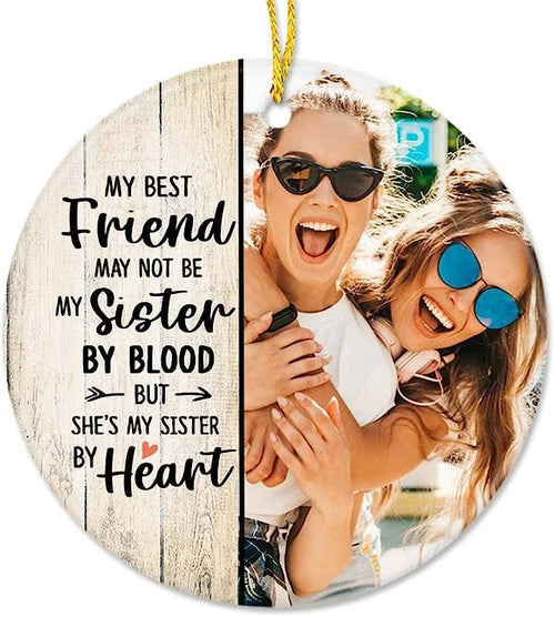 The Unifury Personalized Best Friend Ornament  - Best Friend Xmas Gifts - Besties Ornaments - Bff Ornament - Friendship Gift Keepsake - Not Sisters By Blood But Sisters By Heart Gifts