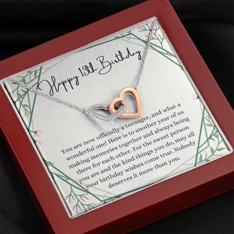 13th Birthday Necklace Interlocking Hearts 13th Official Teenager Thirteenth Birthday Necklace Gift For 13 Year Old