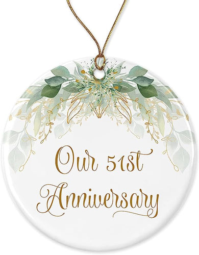 51St Christmas Ornament - Wedding Gift For Couple - Parents 51 Years Anniversary Ornament Printed On Both Sides