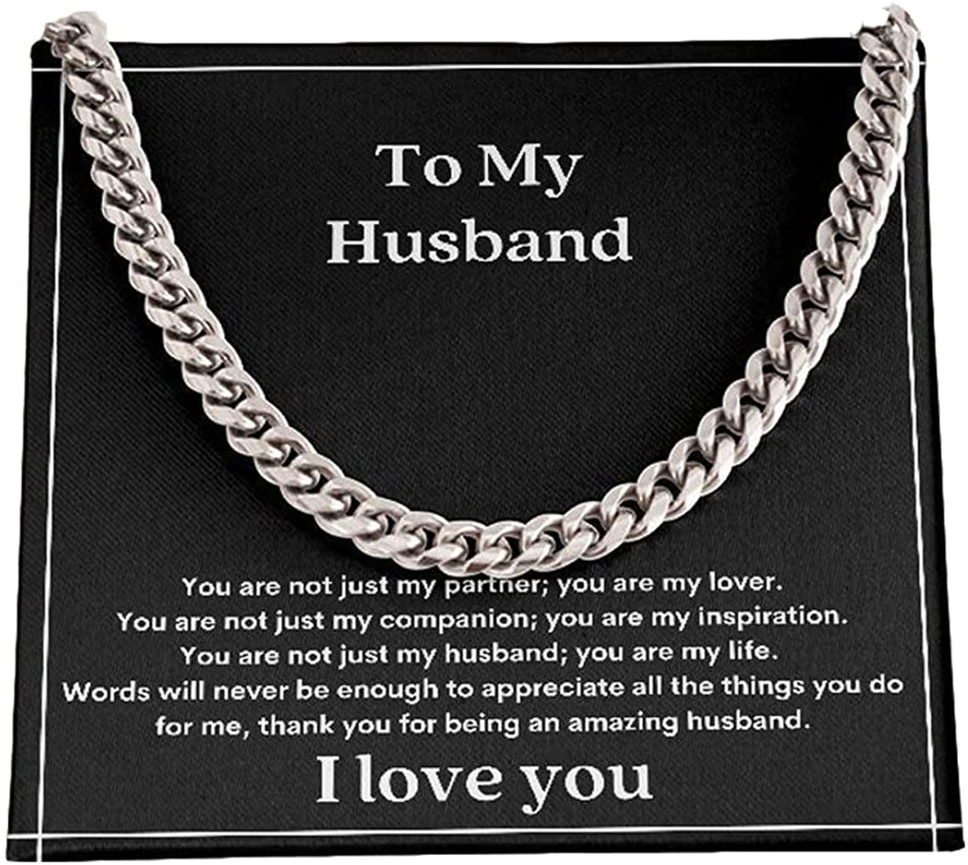To My Husband Necklace Cuban Link Chain Necklace Necklace For Man Gift For Man Cuban Link Chain For Dad Gift For Him