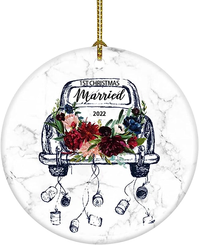 1St First Christmas Married Ornament First Christmas Ornament Keepsake Wedding Tree Gift For Couple (1St Christmas Married )