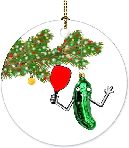 Enidgunter Pickleball Round Holiday Christmas Ornament