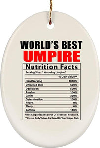 World'S Best Umpire Nutritional Facts Gifts  Christmas Tree Ornaments Oval Ceramics