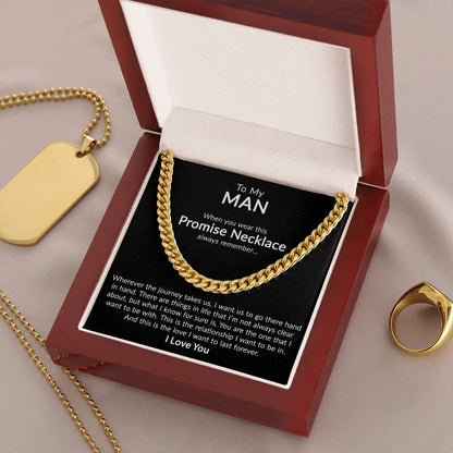 To My Man Promise Necklace Cuban Link Chain Necklace With Message Card Gift For Him From Her, Wedding gift, Valentine Day, Birthday